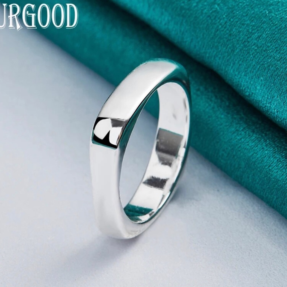 925 Sterling Silver Smooth Square Ring For Women Man Party Engagement Wedding. - Picture 4 of 8